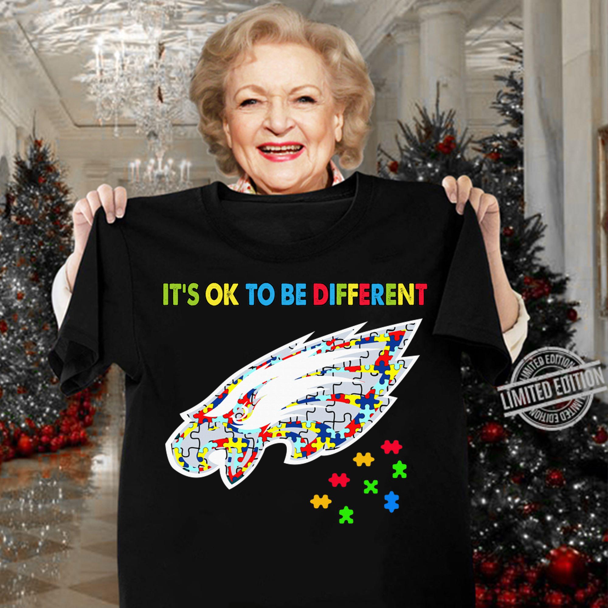 It's Ok To Be Different Philadelphia Eagles Autism Awareness t-shirt woman shirt