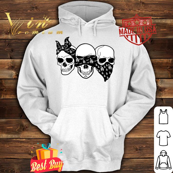Awesome Skull head wearing bandana Los Angeles Dodgers t-shirt hoodie