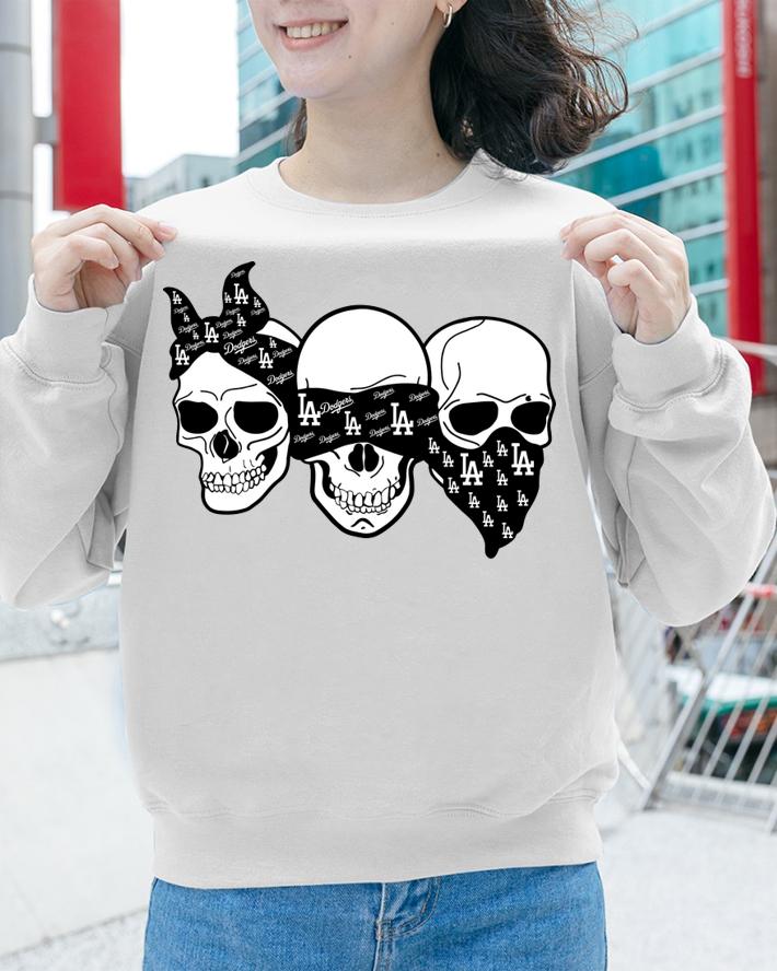 Awesome Skull head wearing bandana Los Angeles Dodgers t-shirt sweatshirt