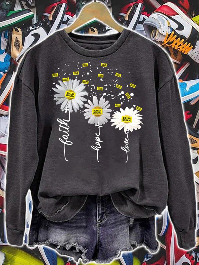 Dollar general faith hope love flower t-shirt sweatshirt