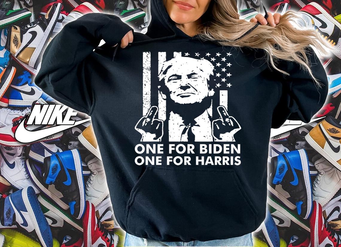 One for biden one for harris Trump Middle Finger American Flag Republican t-shirt hoodie