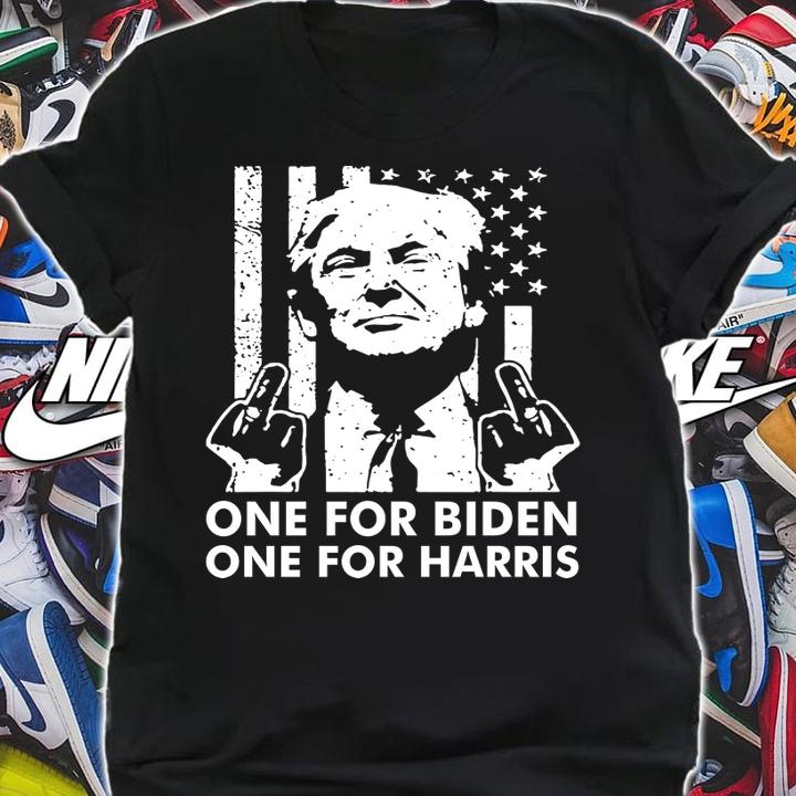 One for biden one for harris Trump Middle Finger American Flag Republican t-shirt shirt