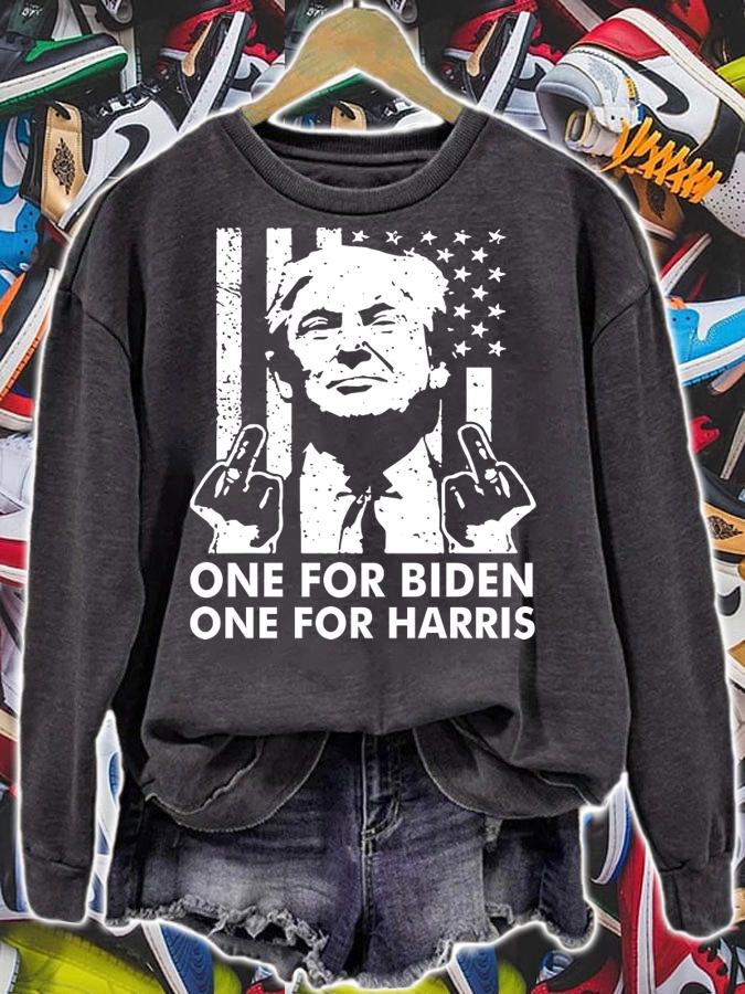One for biden one for harris Trump Middle Finger American Flag Republican t-shirt sweatshirt