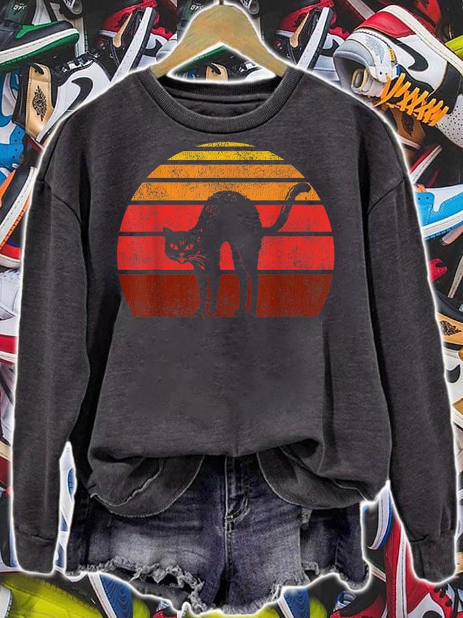 Top Vintage Halloween Retro Black Cat t-shirt sweatshirt