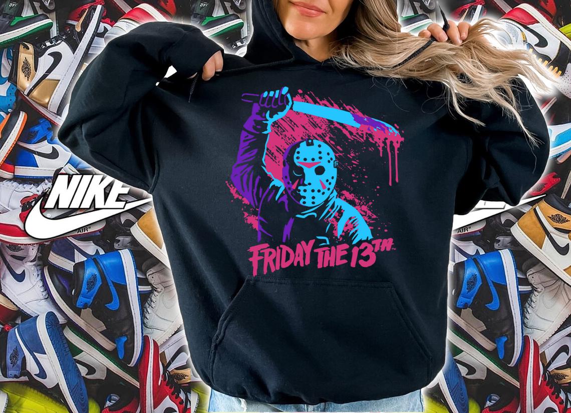 Friday The 13th Jason Voorhees Neon Swinging Machete t-shirt hoodie