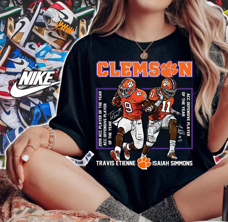 Clemson Tigers Travis Etienne Isaiah Simmons Signatures t-shirt woman shirt