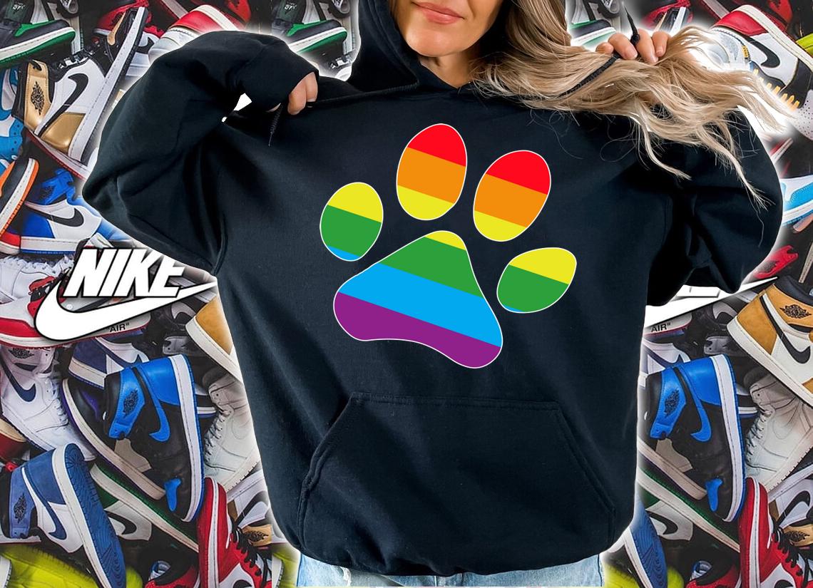 Rainbow Paw Print Dog Paw LGBT Pride LGBT Supporter t-shirt hoodie