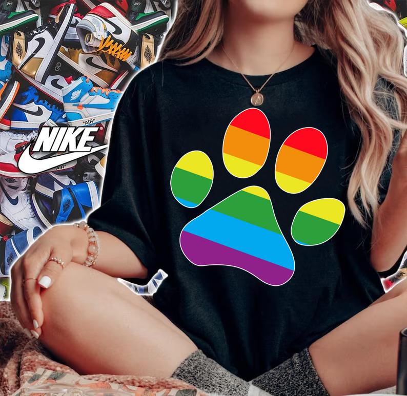Rainbow Paw Print Dog Paw LGBT Pride LGBT Supporter t-shirt woman shirt