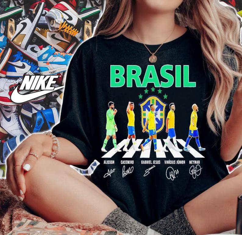 Brasil Abbey Road Alisson Casemiro Gabriel Jesus Vinicius Junior Neymar shirt t-shirt woman shirt