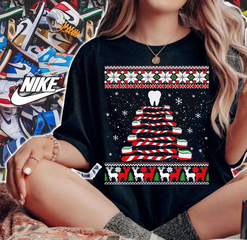 Funny Toothbrush Knitted Christmas shirt t-shirt woman shirt
