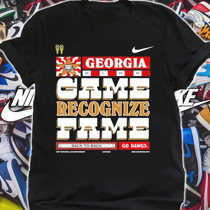 Georgia Bulldogs Game Recognize Fame Back To Back Go Dawgs CFP National Championship 2023 Shirt t-shirt shirt