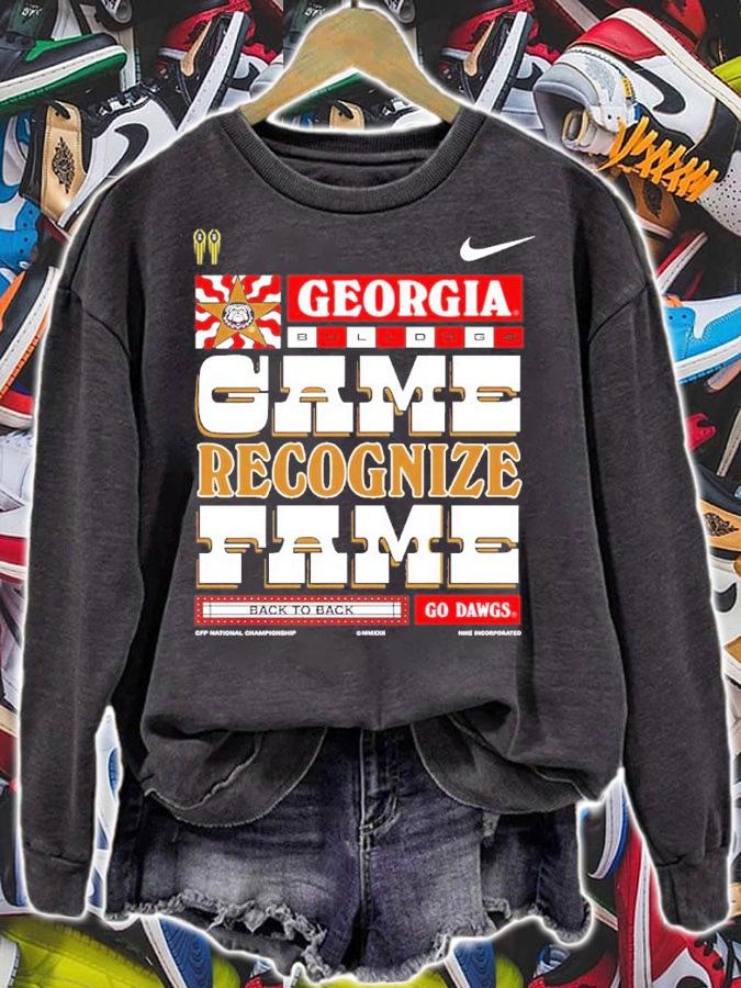 Georgia Bulldogs Game Recognize Fame Back To Back Go Dawgs CFP National Championship 2023 Shirt t-shirt sweatshirt