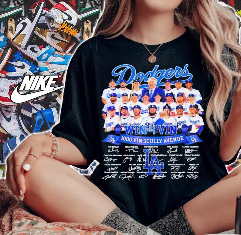 Los Angeles Dodgers Win 4 Vin 1000 Vin Scully Avenue Signatures Shirt t-shirt