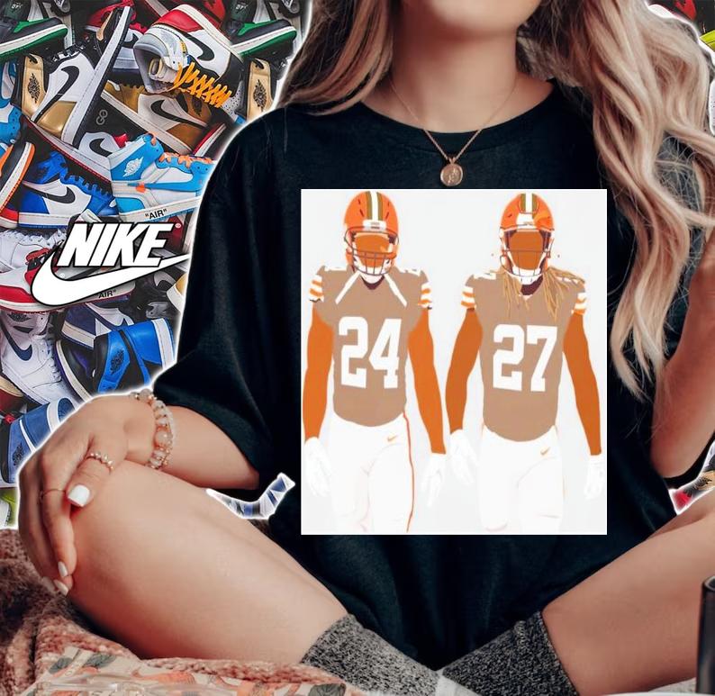 Nick Chubb And Kareem Hunt Cleveland Browns Football T-Shirt t-shirt