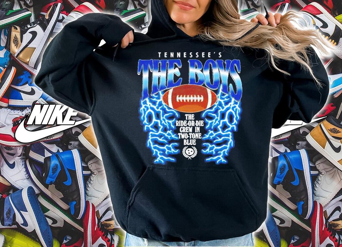 Tennessee's The Boys The ride or die crew in two tone blue College Football Lightning shirt t-shirt
