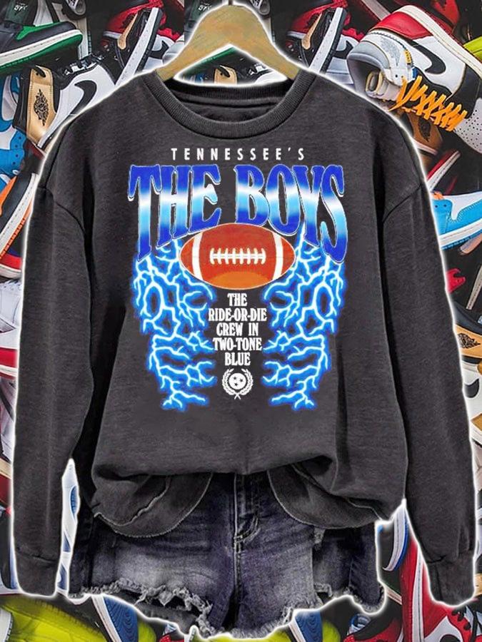 Tennessee's The Boys The ride or die crew in two tone blue College Football Lightning shirt t-shirt