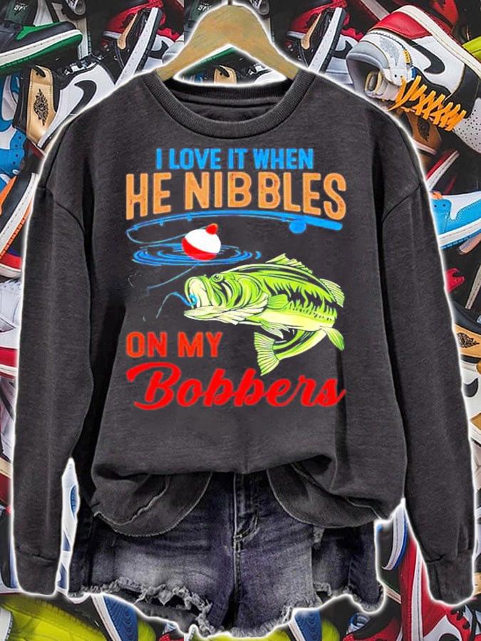 I Love It When He Nibbles On My Bobbers Bass Fishing T-Shirt t-shirt