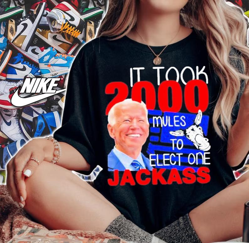 Joe Biden It Took 2000 Mules To Install One Jackass American Flag Shirt t-shirt woman shirt