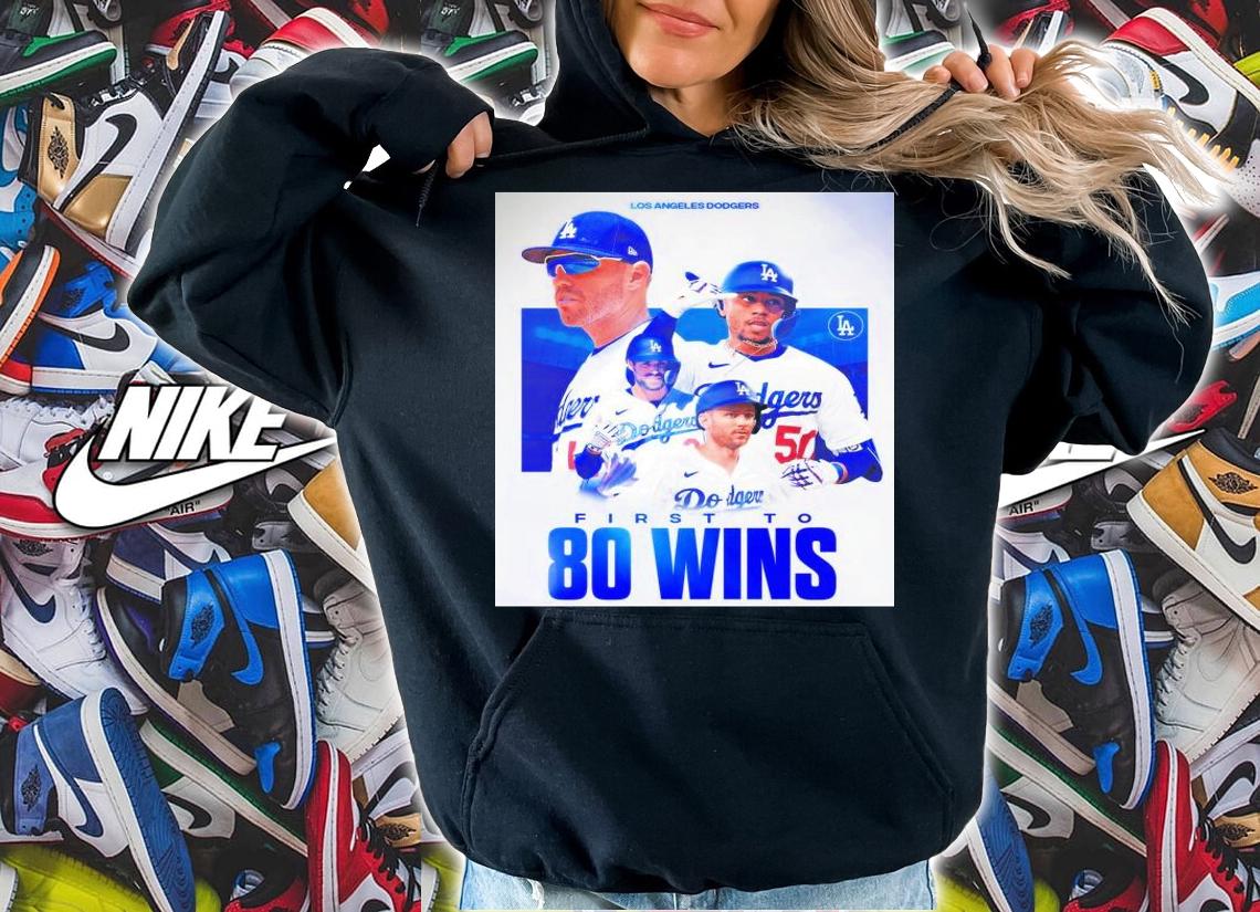 Los Angeles Dodgers Are First To 80 Wins 2022 T-Shirt t-shirt