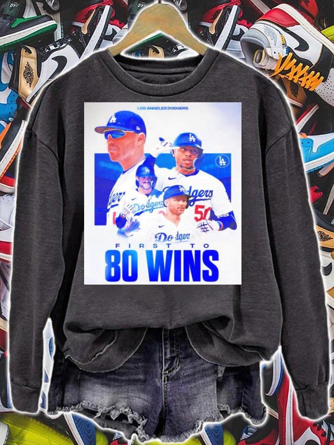 Los Angeles Dodgers Are First To 80 Wins 2022 T-Shirt t-shirt