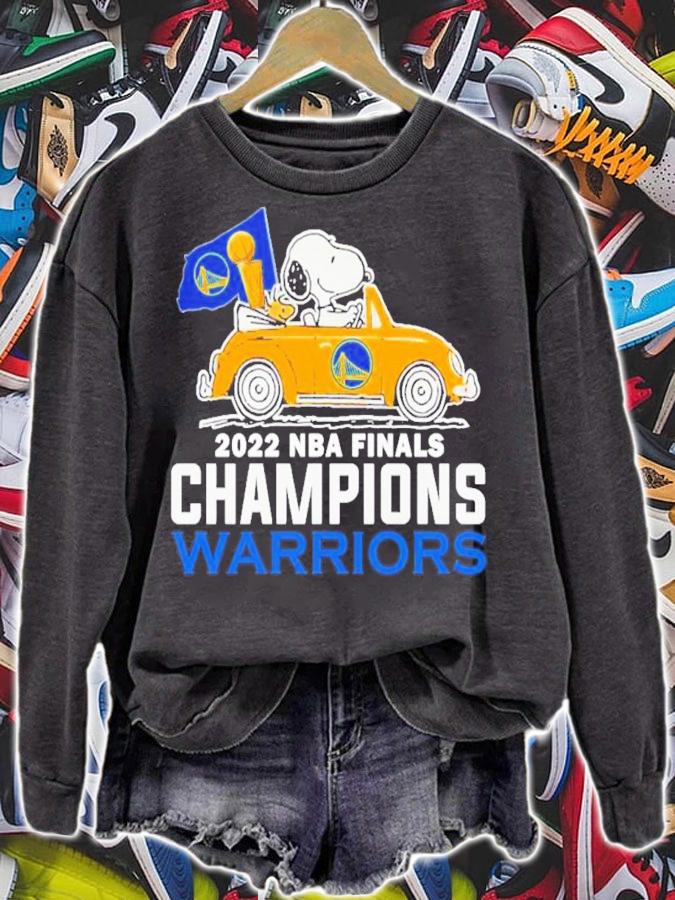 Snoopy And Woodstock Riding Car Golden State Warriors NBA Finals Champions 2022 T-Shirt t-shirt