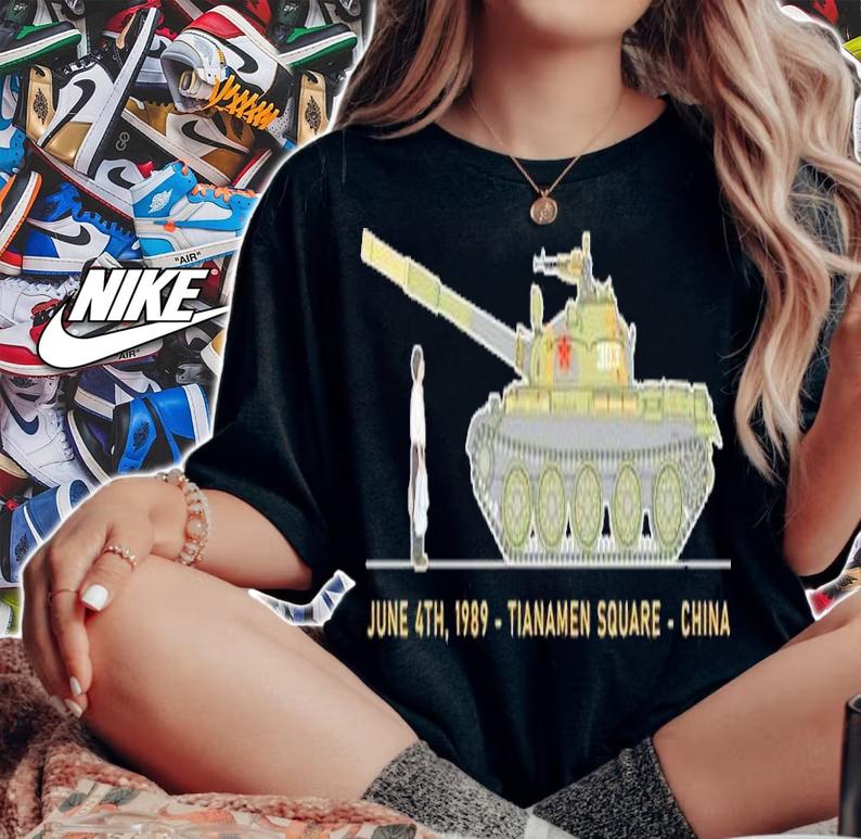 Tiananmen tank man 33rd anniversary viscose hemp shirt t-shirt