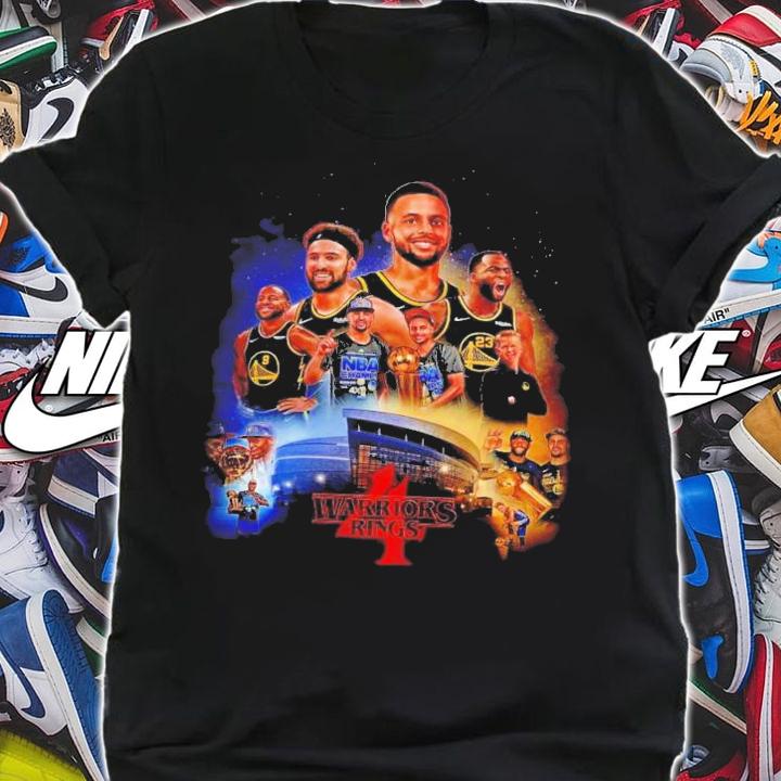 Warriors 4 Rings Mix Stranger Things Champions 2022 Golden State Warriors T-Shirt t-shirt