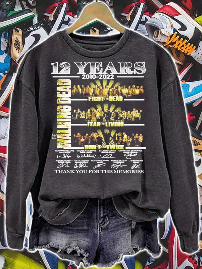 12 Years 2010-2022 The Walking Dead Fight The Dead Signatures Thank You For The Memories Shirt t-shirt