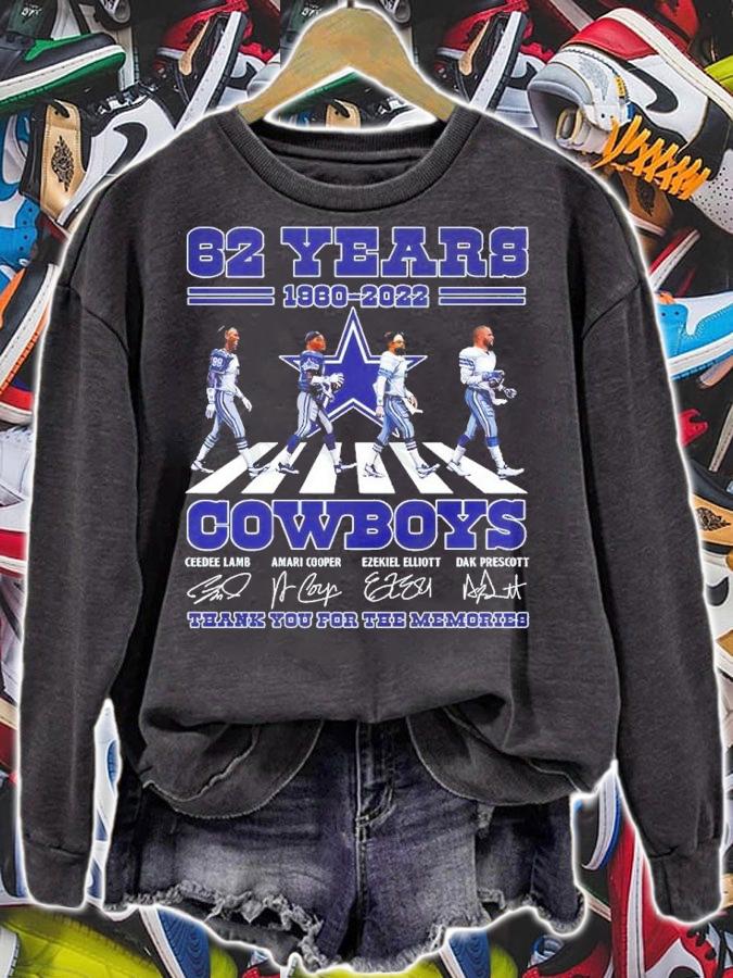 62 Years 1960-2022 Cowboys Abbey Road Signatures Thank You For The Memories Shirt t-shirt
