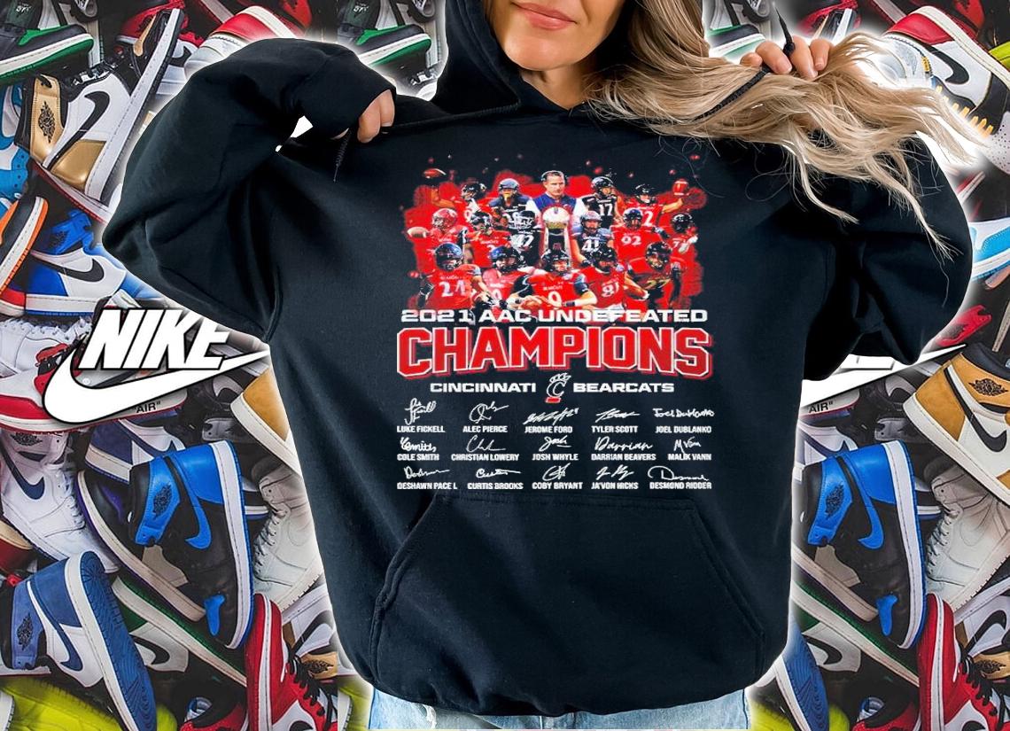 2021 Cincinnati Bearcats AAC Undefeated Champions Signatures Shirt t-shirt