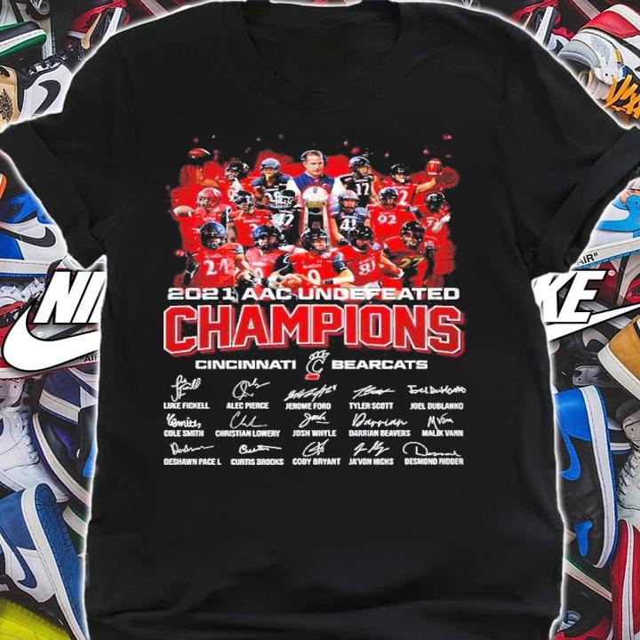 2021 Cincinnati Bearcats AAC Undefeated Champions Signatures Shirt t-shirt