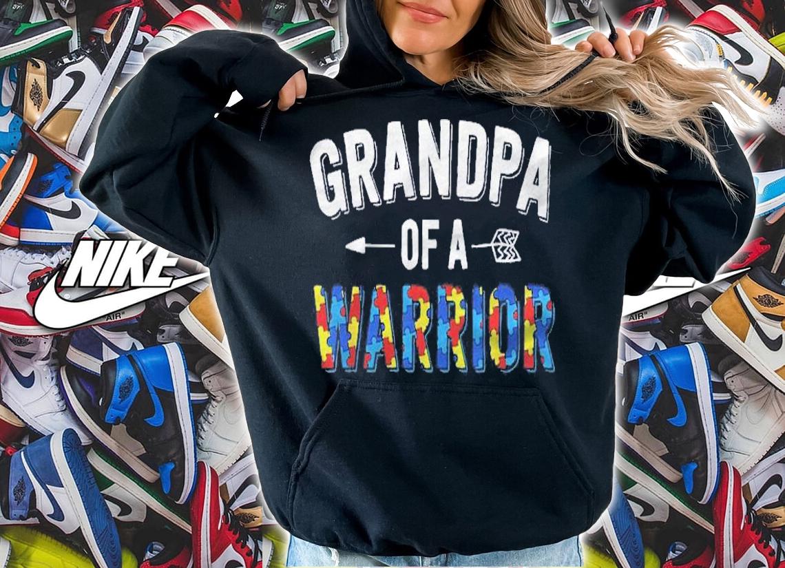 Autism Family Shirt Grandpa Of A Warrior Autism Awareness Shirt t-shirt