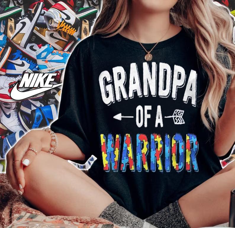 Autism Family Shirt Grandpa Of A Warrior Autism Awareness Shirt t-shirt