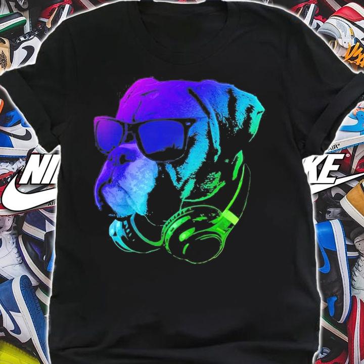 Boxer Dog With Sunglasses And Headphones T-Shirt t-shirt shirt