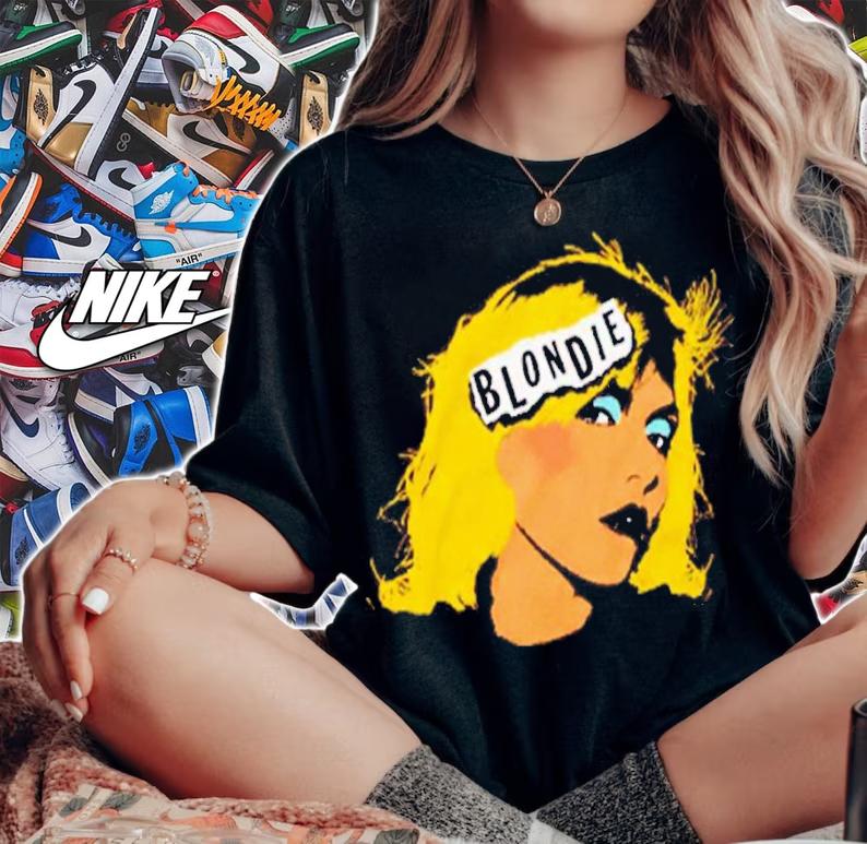 Blondie Rock Band Music Group Face Adult Fitted Jersey Shirt t-shirt woman shirt
