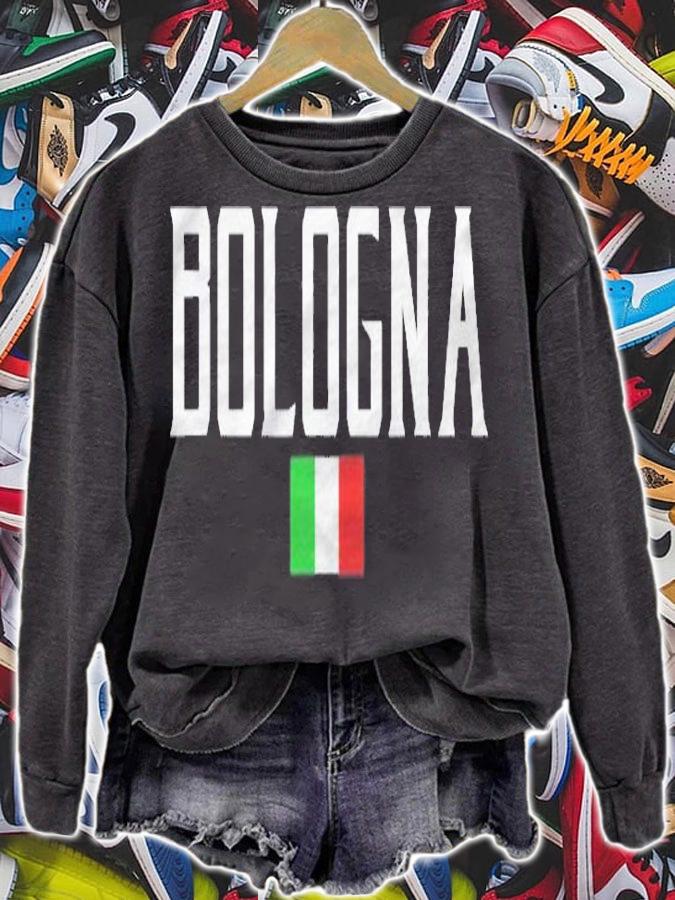 Bologna Italy Flag Vintage White Text Shirt t-shirt sweatshirt