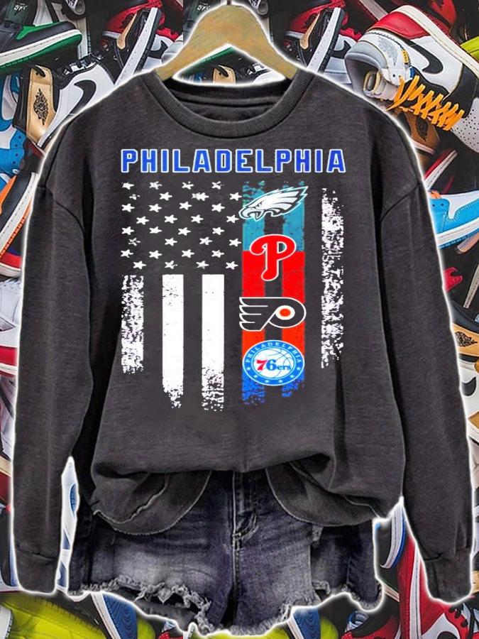 Philadelphia Eagles Phillies Flyers 76ers American flag shirt t-shirt