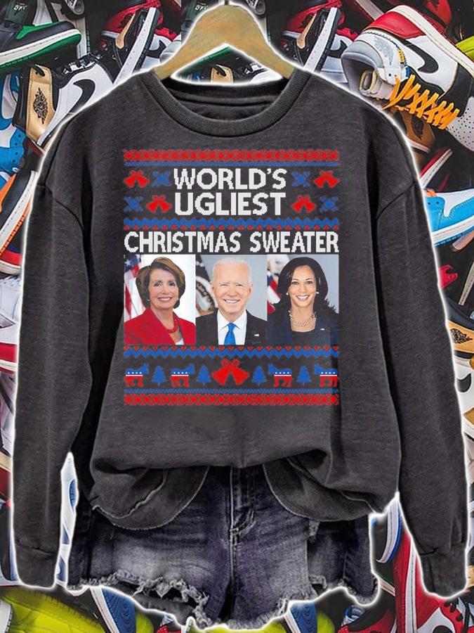 Santa Joe Biden Nancy Kamala Harris World Ugliest Christmas T-Shirt t-shirt