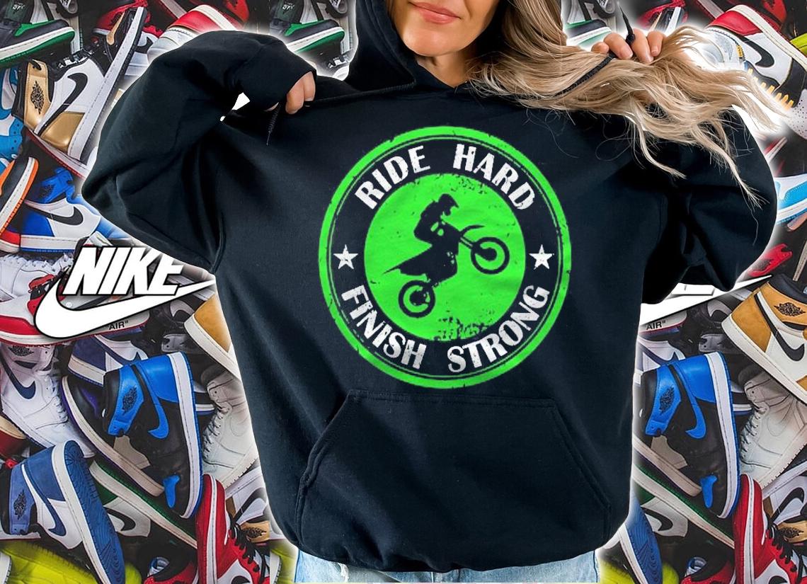 Motocross Dirt Biking Motorcycle Rider Distressed Green Riding shirt t-shirt