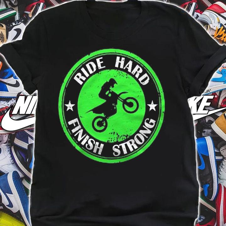 Motocross Dirt Biking Motorcycle Rider Distressed Green Riding shirt t-shirt