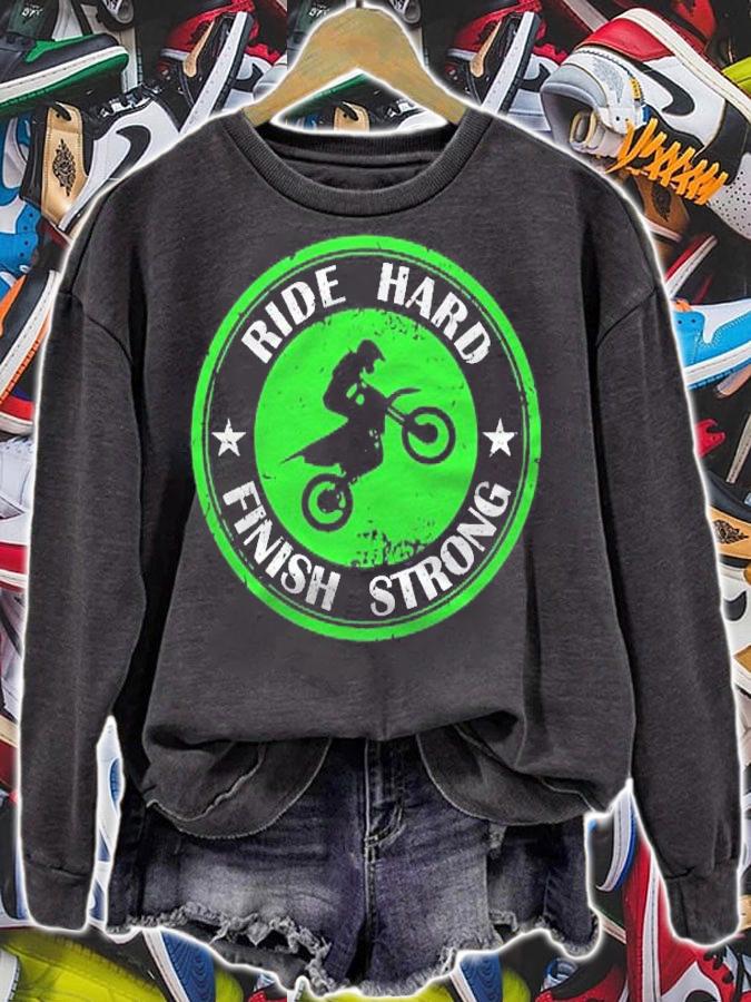 Motocross Dirt Biking Motorcycle Rider Distressed Green Riding shirt t-shirt