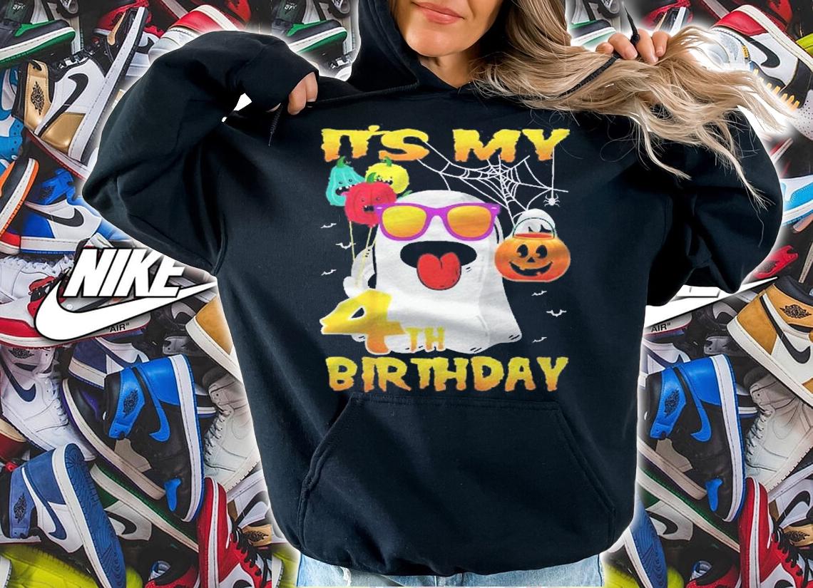 Kids Its My 4Th Birthday October Ghost Pumpkin Funny Halloween Shirt t-shirt hoodie