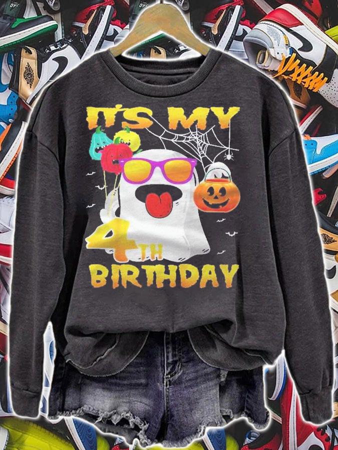 Kids Its My 4Th Birthday October Ghost Pumpkin Funny Halloween Shirt t-shirt sweatshirt