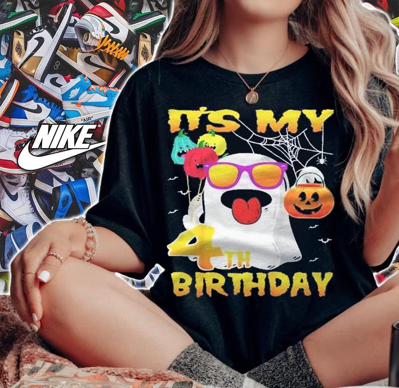 Kids Its My 4Th Birthday October Ghost Pumpkin Funny Halloween Shirt t-shirt woman shirt