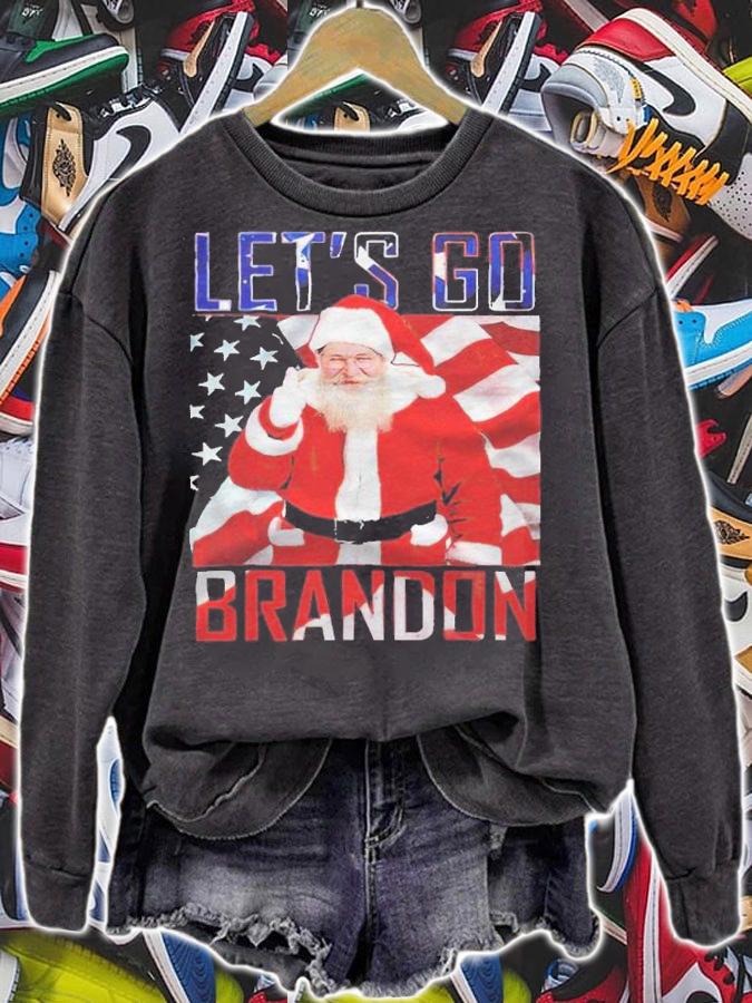 Santa Claus good let's go Brandon American flag Christmas T-shirt t-shirt sweatshirt