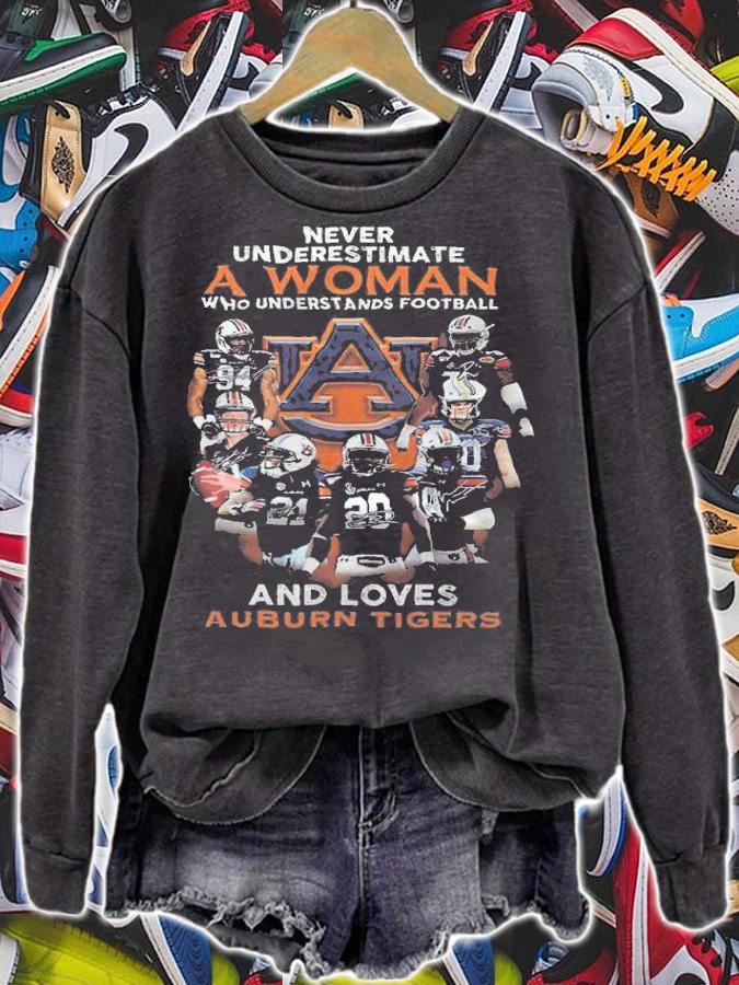 Never underestimate a woman who understands football and loves Auburn Tigers shirt t-shirt sweatshirt