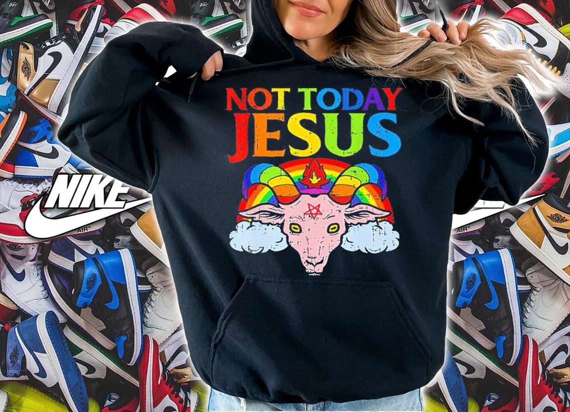 Not Today Jesus Satan Goat Satanic Rainbow Satanism Shirt t-shirt