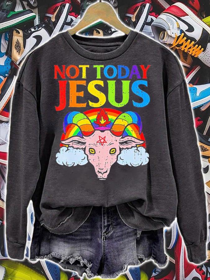 Not Today Jesus Satan Goat Satanic Rainbow Satanism Shirt t-shirt