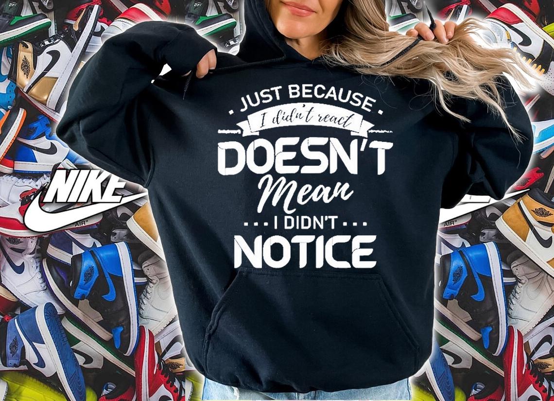 Nice Just Because I Didnt React Doesnt Mean I Didnt Notice T-Shirt t-shirt