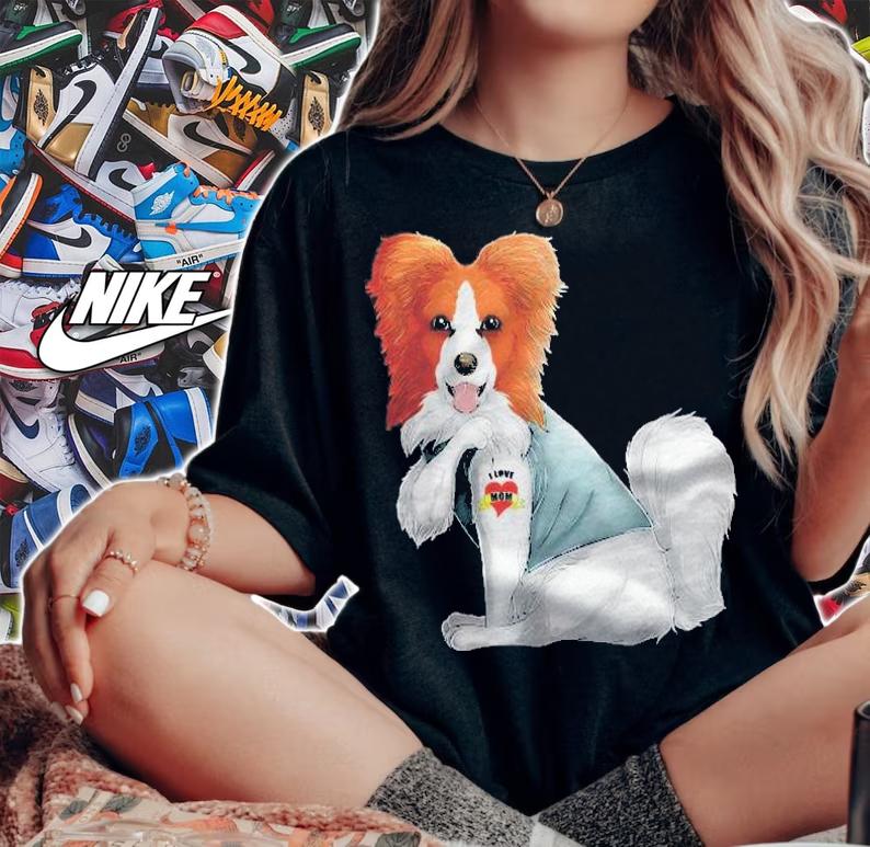 Papillon I Love Mom Tattoo Dog Shirt Funny Mothers Day Gift Shirt t-shirt woman shirt